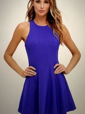 Lulu's Flare Grounds Purple Fit & Flare Mini Dress Sleeveless